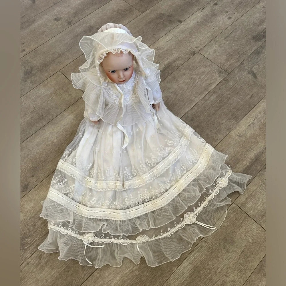 Vintage Danbury Mint Porcelain Christening Doll Baby